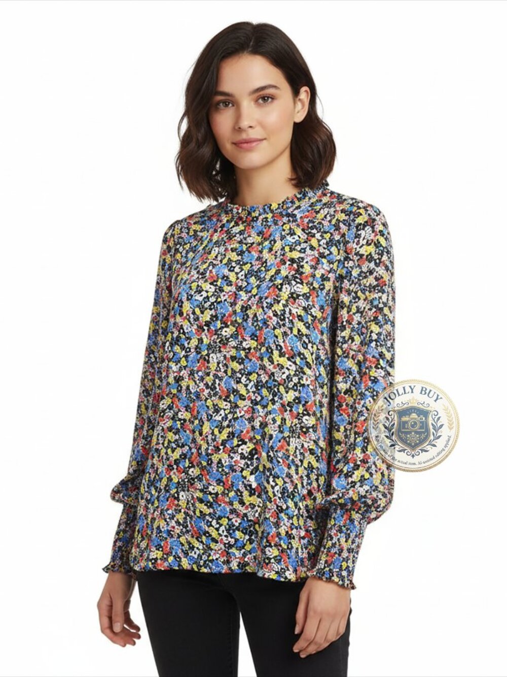 Rachel Zoe Blouse Chiffon Long Sleeve Cottage Wildflowers Shirt Ruffled Neck L